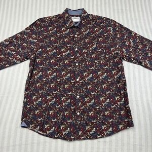 Express Button Down Shirt Men's XL Long Sleeve Slim Cotton Soft Wash Floral